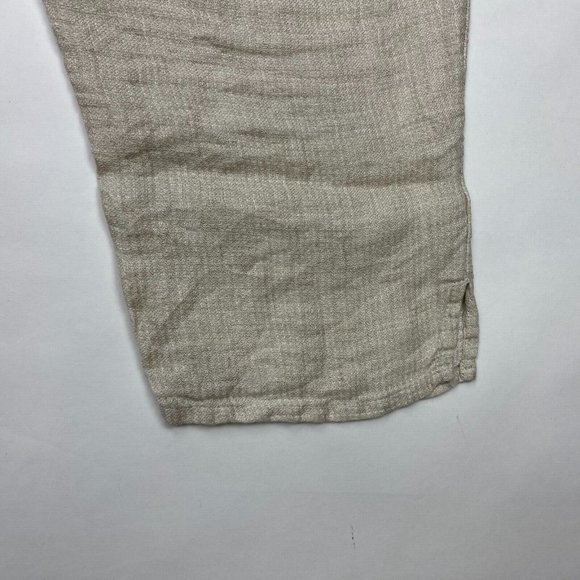 Flax Linen Ankle Pants Tapered Leg Elastic Waist Flat‎ Front Lightweight Women L - Picture 7 of 11